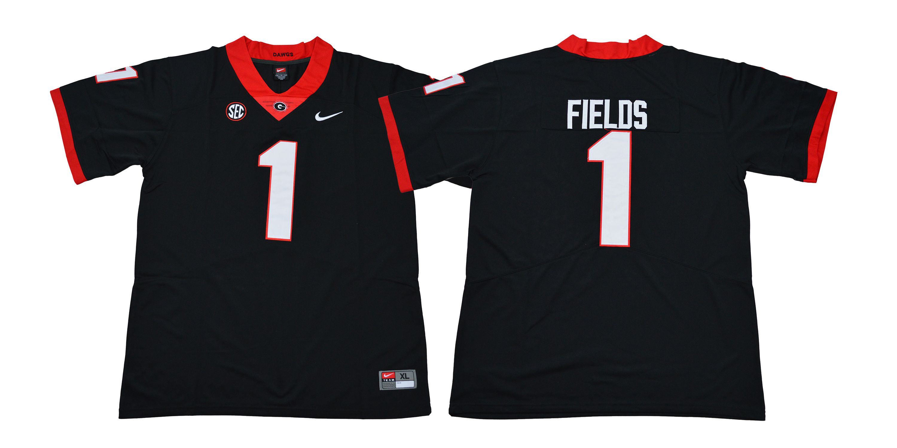 Men Georgia Bulldogs 1 Fields Black NCAA Jerseys